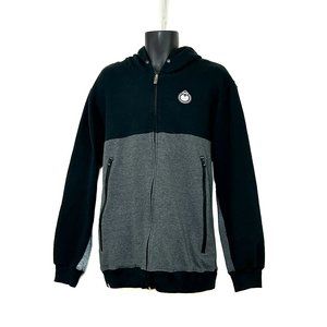 Nomis Mens LS Full Zip Vented Black & Gray Snowboard Hoodie 2 Pkt Logos Size XL